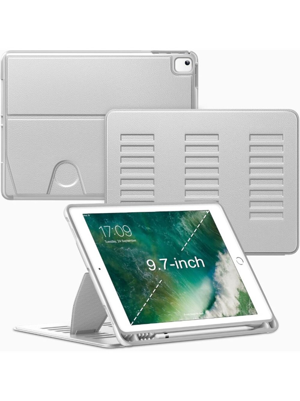 iPad 5th/6th Gen & Air 1/2 Case, Shockproof Magnetic Stand Cover, Auto